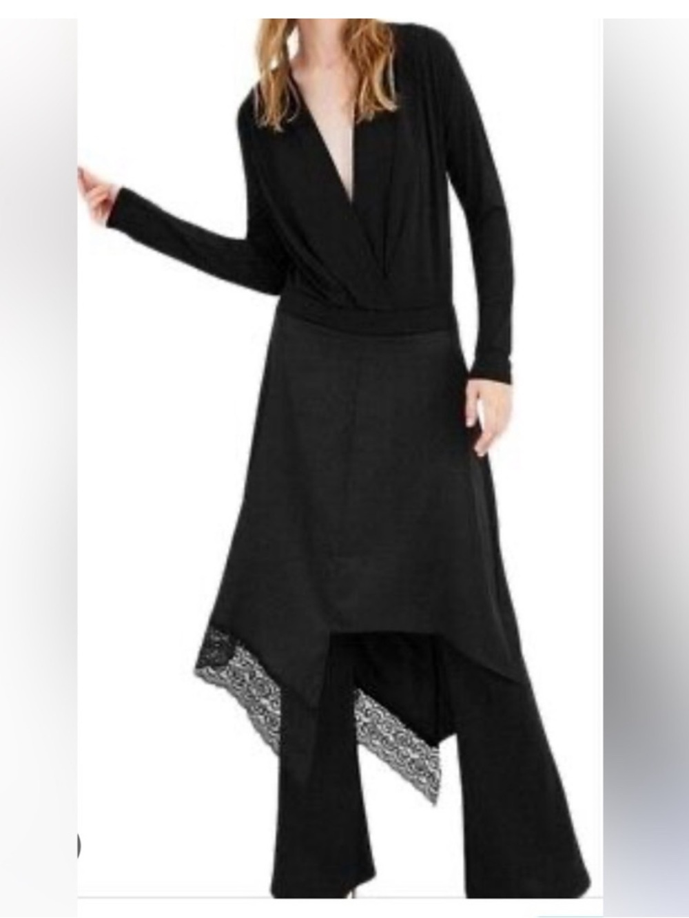 Zara Black Wide Leg Pants with Asymmetric Tunic